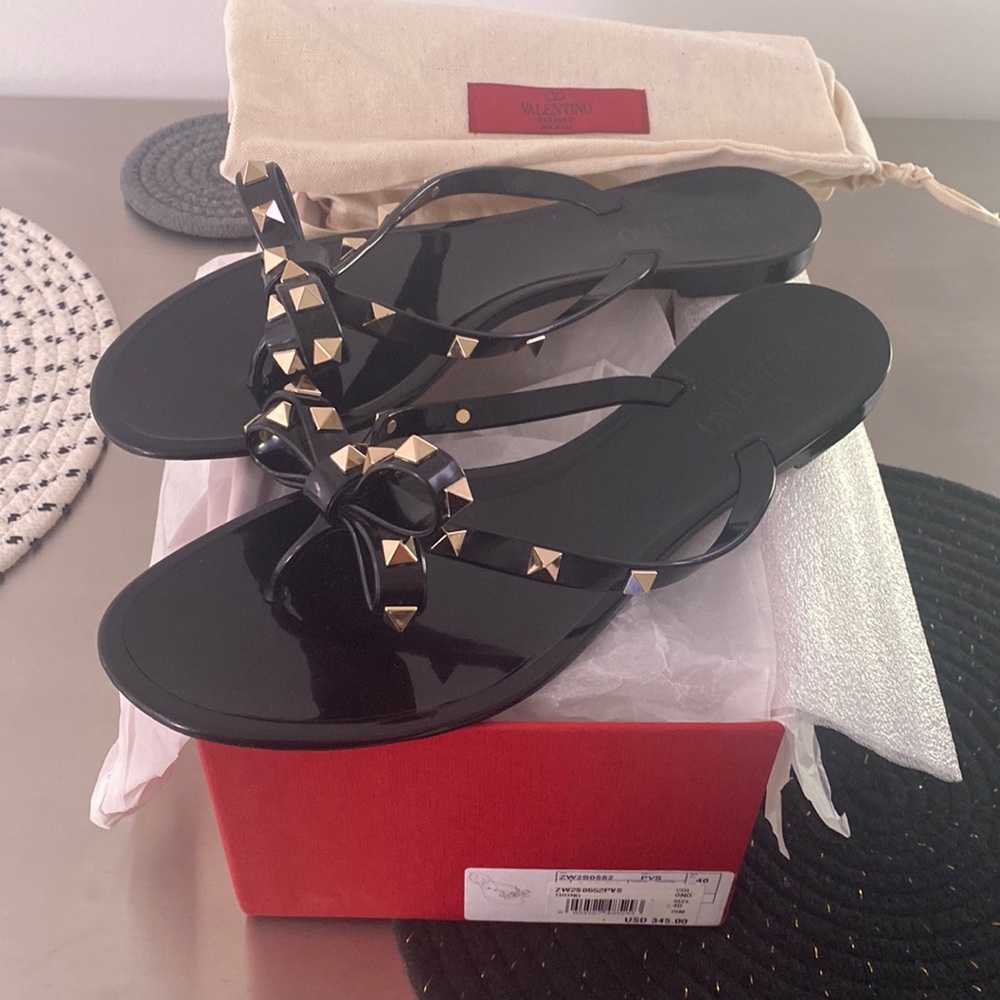 Valentino Garavani Rockstud PVC Flat Thong Sandals
